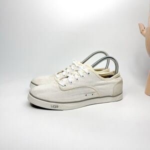 UGG Women's White Linen Sneakers, Size 7.5